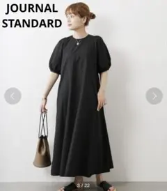 JOURNAL STANDARD タックパフスリーブワンピース　ブラック