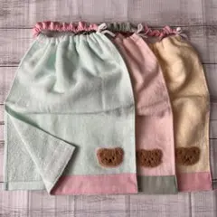 おりこうタオル おりこうエプロン くまワッペン 二重 3枚セット