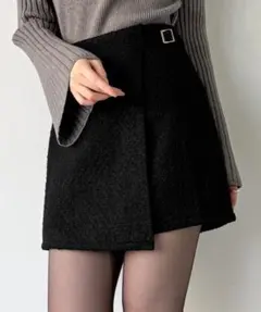 【未使用】junoah ラップツイードミニスカート(インパン付き) ブラック S