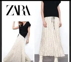 【美品】ZARA ロングプリーツスカート　ドット