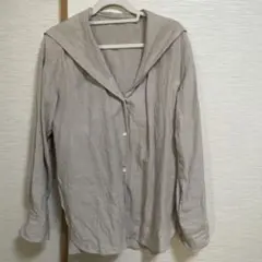 セーラー襟 ベージュ 長袖シャツ　麻