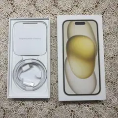 iPhone15 イエロー　空き箱　空箱　付属品あり　シール　ケーブル付き