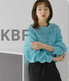 KBF 前後2WAYメランジ春夏ショートカーディガン F ブルー　コットン100のサムネイル