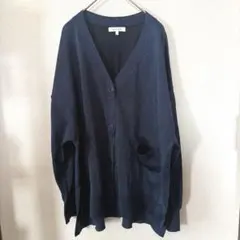 グローバルワーク　Vネックカーディガン　ネイビーラメ　L きれいめ　オフィス
