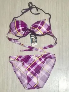 【海外で購入】パープル　ビキニ セパレート水着　パレオ付き　Mサイズのサムネイル