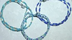 ハンドメイド ブルー系ビーズブレスレット 2点セット