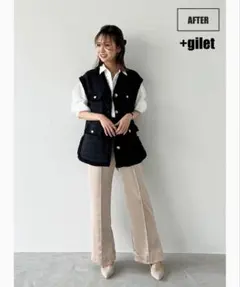 美品　LOUNIE ジレベスト M ネイビー