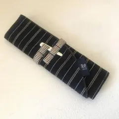 新品　日本製　ストライプデザイン布製ポーチ　小物入れ　携帯箸入れ