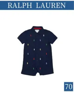 ◆RALPH LAUREN/ラルフローレン ロゴ総柄 ロンパース size70