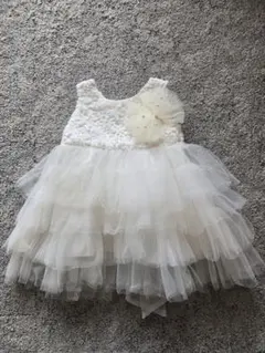 ホワイト ベビードレス フラワー装飾