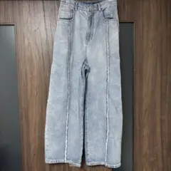 LEPSIM カーブデニムライトブルー ワイドレッグデニムパンツ