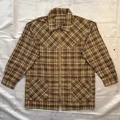 チェックジャケット ジップアップ デザイン切替 ブラウン y2k archive