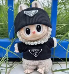 LABUBU POP MARTぬい服　ニット　ネックレス3点セット　冬用　黒色