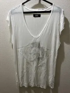 DIESEL ダメージ半袖 ロングTシャツ ホワイト モヒカンロゴのサムネイル