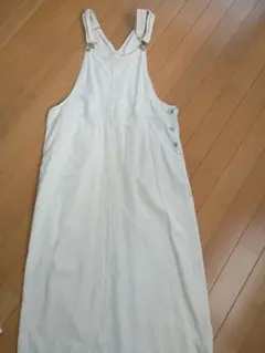 studioCLIP ホワイト　デニム　ジャンパースカート 　Lサイズ