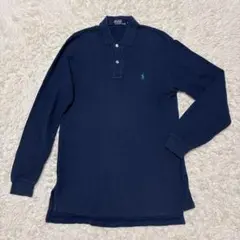 90s ポロラルフローレン 長袖 ポロシャツ ポニー刺繡 無地 네이비