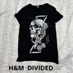 H&M DIVIDED スカルローズプリント Tシャツ ブラック　Mのサムネイル