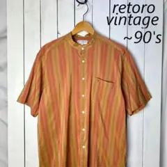 80s90s NINA RICCI シルクコットン 玉虫色 バンドカラーシャツのサムネイル