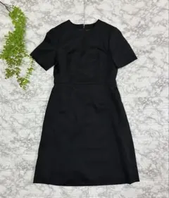 フォーマル ワンピース ブラック 8号 柄入り 切替 半袖 セレモニー 冠婚葬祭