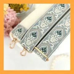 ショルダーストラップ【ライトブルー✕ハート】インド刺繍　スマホストラップ