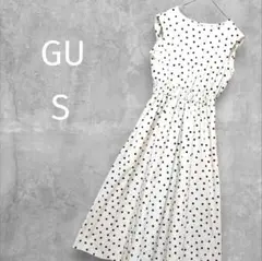 ジーユー☆GU☆ドットプリントワンピース【S】アイボリー☆ロング☆ノースリーブ☆