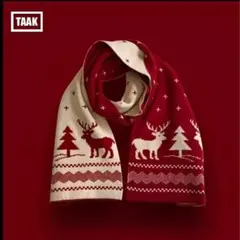 【クリスマス】クリスマス柄 マフラー トナカイ クリスマスツリー 赤 レッド