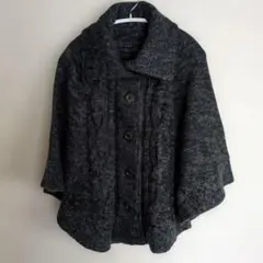 ★週末お値引き★ダークグレー ケーブルニット ポンチョ