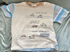Noeil aime BeBe ボーダー切り替え車プリント半袖Tシャツ 120
