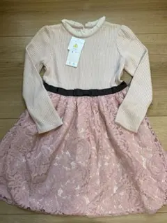 【新品】KUMIKYOKU ピンク レース　長袖　ワンピース 120cm