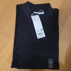 ユニクロ U エアリズムコットンオーバーサイズモックネックT(5分丈) ブラック