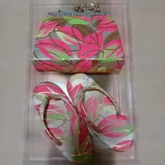 七五三 草履 バッグ セット ピンク系 葉柄