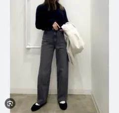 GU ストレートデニムジーンズ ダークグレー Sサイズ