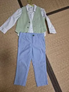 フォーマルセット 100cm~ 緑色ベスト