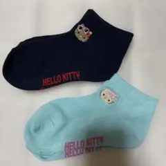 ハローキティ キッズ靴下 2足セット ネイビー 水色
