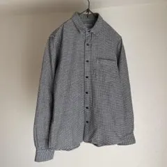 MUJI 無印良品　フランネルシャツ　白黒　ギンガム　M