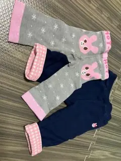 ホットビスケッツ★パンツ２つ★グレー★ネイビー★比較的綺麗ファミリア ミキハウス
