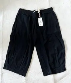 【新品】ワイドハーフパンツ 3XL 黒 綿100% イージーパンツ ウエストゴムのサムネイル