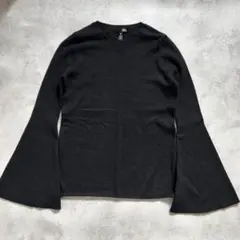 カシミヤ100% ニット ベルスリーブ フレアスリーブ 袖フレア 黒 Y2K S