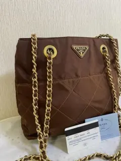 美品　PRADA チェーントートバッグ　ショルダーバッグ　キルティング　ナイロン