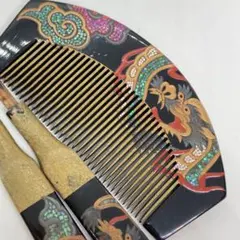 032007 昭和　アンティーク　 木製　螺鈿蒔絵　龍　　櫛笄　かんざし　簪