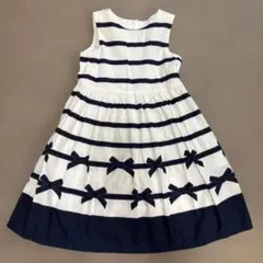 【美品】タルティーヌエショコラ　ストライプ ノースリーブワンピース 130