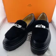 極美品・新作／HERMES モカシン ルーブル ローファー 38 ブラック