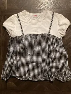 EDWIN ビスチェデザイン　Tシャツ　チェック　１４０ 女の子　パフ袖のサムネイル