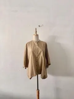【美品】mizuiro ind ミズイロインド バンドカラー ワイドシャツ