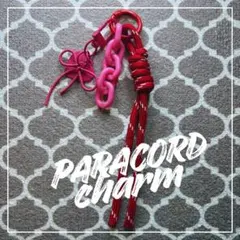 【パラコードチャーム】 リボン付きハートチャーム チェーン