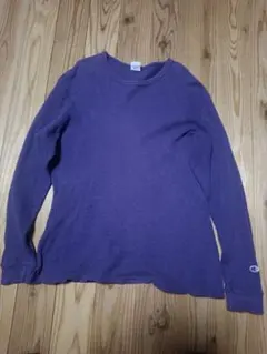 Champion パープルワッフル 長袖カットソー XLサイズ