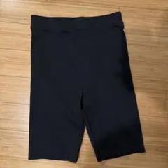 リブ編み ブラックショートバイカーパンツ