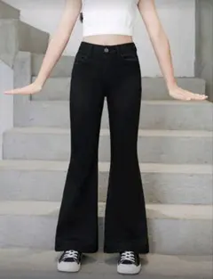 【低身長さん向け＆試着のみ美品】フレアデニム　黒　xsくらい　ブラック　Y2K