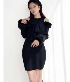 RESEXXY ポイントフェイクファーミニニットワンピース ブラック