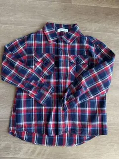 男の子130cmチェック柄長袖シャツ